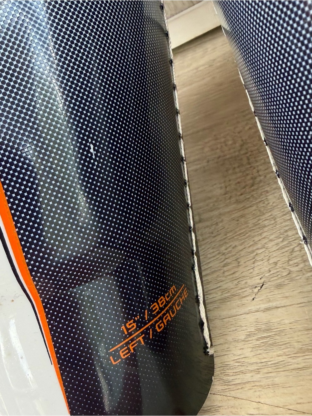 Bauer Supreme One60 Hockey Shin Guards Senior 15" protective Gear White Orange - Picture 3 of 13